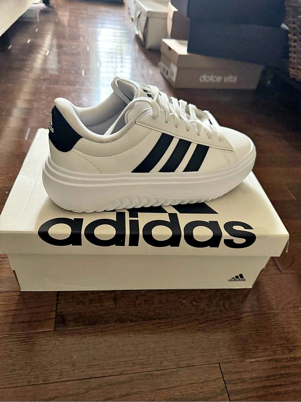 adidas VL Court Bold Cloud White Core Black Women's White & Black Sneakers Like